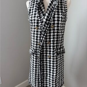Adrianna Papell Black and White Textured Dress